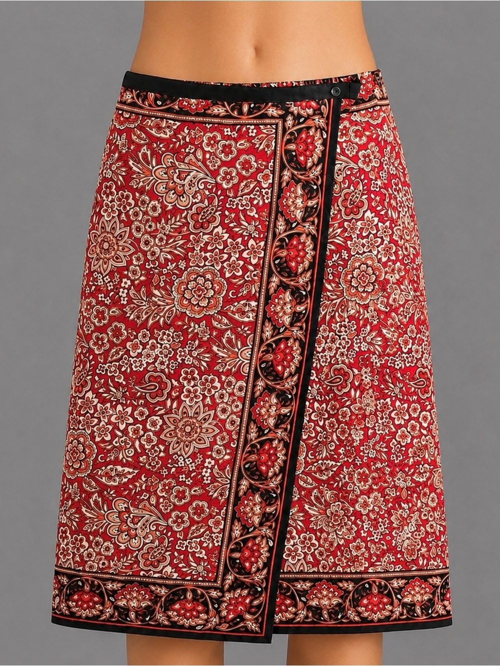 SAG HARBOR Long Faux Wrap Paisley Dressy Skirt
